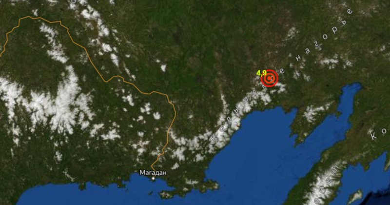 Землетрясение магнитудой 4.9 балла произошло в Магаданской области