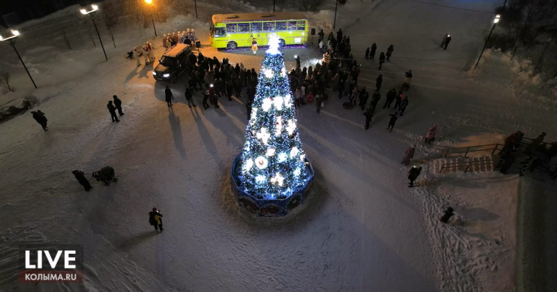 Магадан зажег новогодние огни на площади Космонавтов