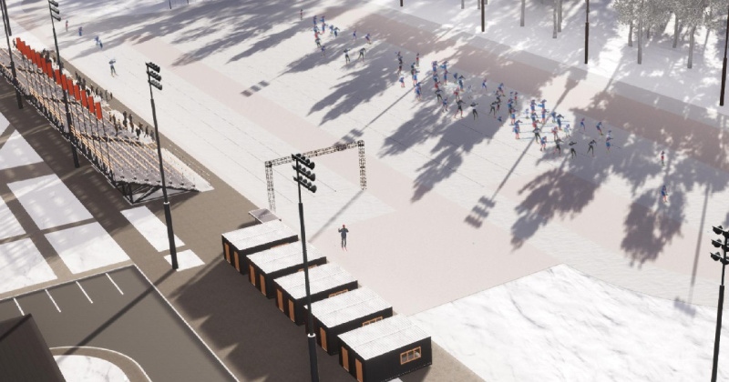 На стройплощадке лыжного стадиона имени Елены Вяльбе идет монтаж инженерных коммуникаций