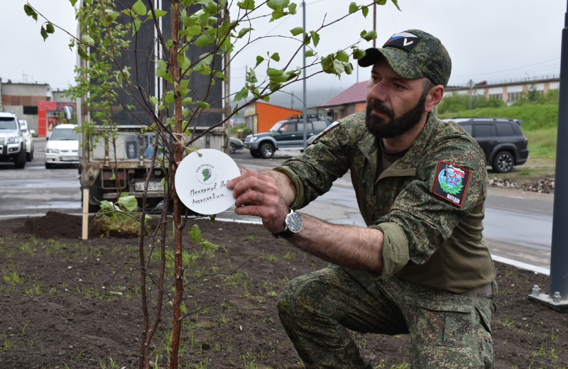 В Магадане участники СВО, волонтёры и единороссы высадили деревья в рамках акции "Сад памяти"
