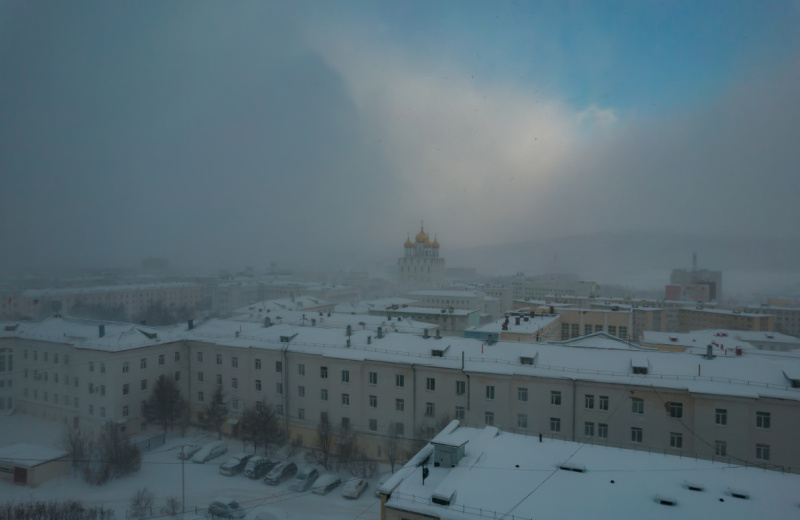 В Магадане 3 декабря пасмурно, умеренный снег