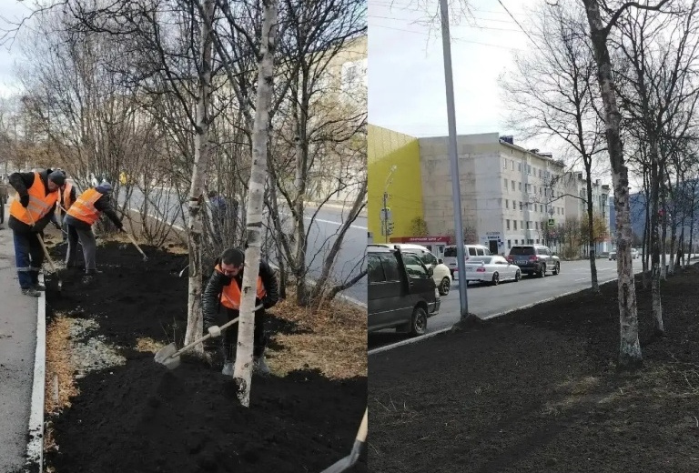 На проспекте Карла Маркса и улице Транспортной сотрудники КЗХ продолжают рекультивацию газонов